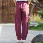 Buddha Stones Casual Ramie Linen Cotton Yoga Pants With Pockets Women's Pants BS 17