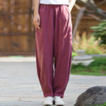 Buddha Stones Casual Ramie Linen Cotton Yoga Pants With Pockets Women's Pants BS 20