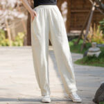 Buddha Stones Casual Ramie Linen Cotton Yoga Pants With Pockets Women's Pants BS 24