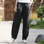 Buddha Stones Casual Ramie Linen Cotton Yoga Pants With Pockets Women's Pants BS 33