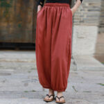 Buddha Stones Casual Summer Women's Cotton Pants With Pockets Women's Pants BS 24