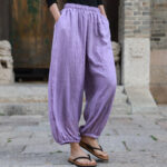 Buddha Stones Casual Summer Women's Cotton Pants With Pockets Women's Pants BS 38