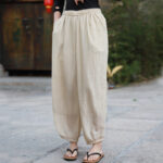 Buddha Stones Casual Summer Women's Cotton Pants With Pockets Women's Pants BS 43