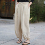 Buddha Stones Casual Summer Women's Cotton Pants With Pockets Women's Pants BS 44