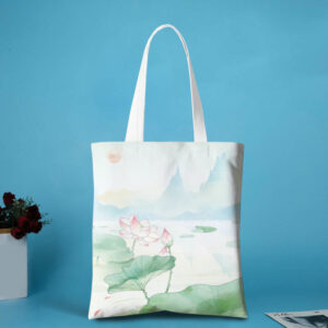 Buddha Stones Canvas Metal Lotus Shoulder Bag Shoulder Bag BS Pink Lotus - Zipper