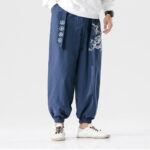 Buddha Stones Auspicious Clouds Dragon Cotton Men's Pants With Pockets Men's Pants BS 12