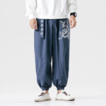 Buddha Stones Auspicious Clouds Dragon Cotton Men's Pants With Pockets Men's Pants BS 9