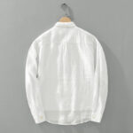 Buddha Stones Solid Color Loose Long Sleeve Half Button Shirt Linen Men Clothing - image 2