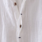 Buddha Stones Men's Shirt Solid Color Lapel Top Short Sleeve Comfy Button Crease Cotton Linen Shirt - image 11