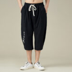 Buddha Stones Casual Solid Color Men's Straight Leg Shorts With Pockets Leisure Cotton Men's Pants Men's Pants BS Black US/UK/AU54; EU64 (9XL)
