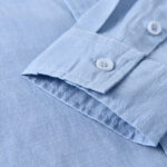 Buddha Stones Men's Long Sleeve Stand Collar With Pocket Pure Color Casual Cotton Linen Shirt - image 14