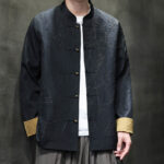 Buddha Stones Tang Suit Casual Frog-button Long Sleeve Nylon Men's Jacket Shirt Clothing Men's Jacket Shirt BS 6