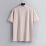 Buddha Stones Loose Men's T-Shirt Solid Color Top Short Sleeve V Collar Breathable Linen Shirt - image 6