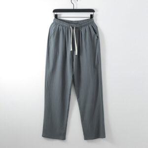 Buddha Stones Solid Color Cotton Linen Casual Loose Men's Pants With Pockets Men's Pants BS DimGray US/UK/AU54，EU64 (9XL)