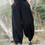 Buddha Stones Plain Casual Linen Bloomer Men's Pants With Pockets - image 4