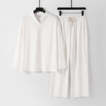 Buddha Stones Cross-Collars Cotton Tang Suit Hanfu Top Pants Clothing Men's Set - White - US/UK/AU54，EU64 (9XL) - image 16
