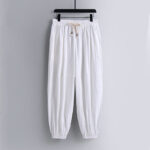 Buddha Stones Cross-Collars Cropped Bloomers Cotton Tang Suit Hanfu Top Pants Clothing Men's Set Men's Meditation Cloth BS 18