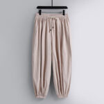 Buddha Stones Cross-Collars Cropped Bloomers Cotton Tang Suit Hanfu Top Pants Clothing Men's Set Men's Meditation Cloth BS 2