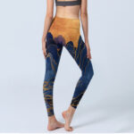 Buddha Stones Dark Blue Mountain Sunset Print Fitness Leggings Women's Yoga Pants - image 4