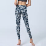 Buddha Stones Dark Blue Flower Print Fitness Leggings Women's Yoga Pants - image 7