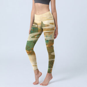 Buddha Stones Green Mountains Clouds Mist Print Fitness Leggings Women's Yoga Pants - LemonChiffon - US18，UK/AU22，EU50 (4XL) - image 1