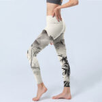 Buddha Stones Ink Bamboo Mountains Print Gym Leggings Women's Yoga Pants - image 3