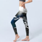 Buddha Stones Ink Painting Pine Tree Print Gym Leggings Women's Yoga Pants - image 3