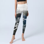 Buddha Stones Ink Painting Pine Tree Print Gym Leggings Women's Yoga Pants - image 6