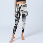 Buddha Stones Ink Painting Bamboo Pine Mountain Scenery Print Gym Leggings Women's Yoga Pants - image 6