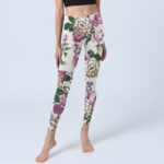 Buddha Stones Red White Peony Flower Print Sports Leggings Women's Yoga Pants - image 6