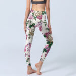 Buddha Stones Red White Peony Flower Print Sports Leggings Women's Yoga Pants - image 5