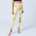 Buddha Stones Light Yellow Peony Flowers Birds Print Sports Leggings Women's Yoga Pants - image 6
