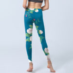Buddha Stones Blue White Flowers Leaves Print Sports Leggings Women's Yoga Pants - image 7