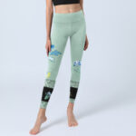 Buddha Stones Mint Green Blue Peony Butterfly Print Sports Leggings Women's Yoga Pants - image 6