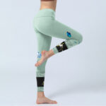 Buddha Stones Mint Green Blue Peony Butterfly Print Sports Leggings Women's Yoga Pants - image 4