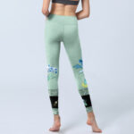 Buddha Stones Mint Green Blue Peony Butterfly Print Sports Leggings Women's Yoga Pants - image 7