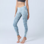 Buddha Stones Blue Flower Sketch Print Sports Leggings Women's Yoga Pants - LightBlue - US18，UK/AU22，EU50 (4XL) - image 1