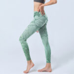 Buddha Stones Green Lotus Flower Print Sports Leggings Women's Yoga Pants - image 3