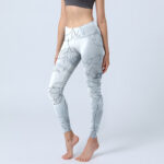 Buddha Stones Peony Flower Leaves Print Gym Leggings Women's Yoga Pants - LightCyan - US18，UK/AU22，EU50 (4XL) - image 1