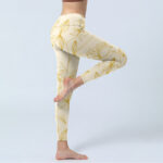 Buddha Stones Beige Flower Vine Print Gym Leggings Women's Yoga Pants - image 4