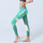 Buddha Stones Mint Green Mountain Crane Print Fitness Leggings Women's Yoga Pants - image 4