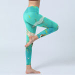 Buddha Stones Mint Green Mountain Crane Print Fitness Leggings Women's Yoga Pants - image 5