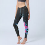 Buddha Stones Black Pink Blue Flowers Print Fitness Leggings Women's Yoga Pants - Black - US18，UK/AU22，EU50 (4XL) - image 1