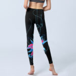 Buddha Stones Black Pink Blue Flowers Print Fitness Leggings Women's Yoga Pants - image 8