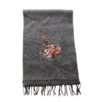 Buddha Stones Wool Shawl Pink Peony Butterfly Embroidery Tassel Winter Cozy Travel Scarf Wrap Shawl BS 5