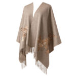 Buddha Stones Wool Shawl Red Flower Gold Sequins Embroidery Tassel Winter Cozy Travel Scarf Wrap Shawl BS 11