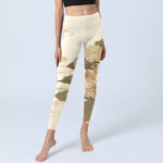 Buddha Stones Beige Lotus Flower Print Gym Fitness Leggings Women's Yoga Pants - image 6