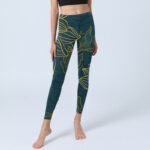 Buddha Stones Gray Golden Koi Fish Lotus Print Gym Leggings Women's Yoga Pants - image 7