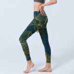 Buddha Stones Gray Golden Koi Fish Lotus Print Gym Leggings Women's Yoga Pants - image 4