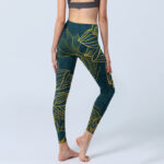 Buddha Stones Gray Golden Koi Fish Lotus Print Gym Leggings Women's Yoga Pants - image 6
